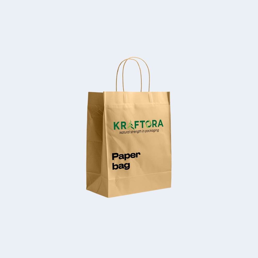 Burgu Saplı Kraft Kağıt Çanta